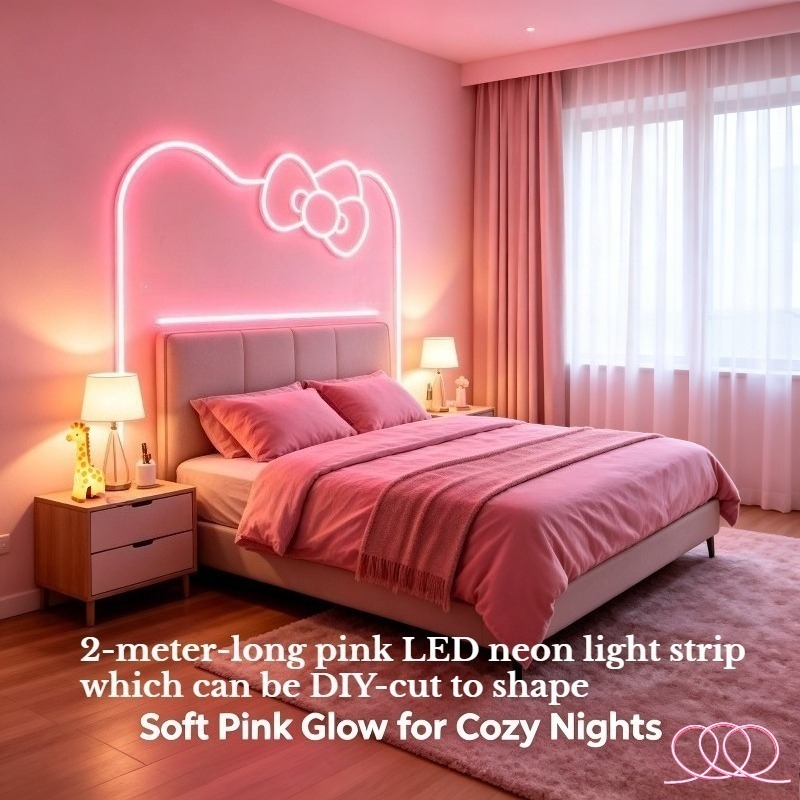 TEMU A 2-meter-long Pink Flexible Neon Light Strip, Usb, Cut By Diy. Led Light Strip Is Suitable For Bedrooms, Game Rooms, Tv Backgrounds, Ceilings,