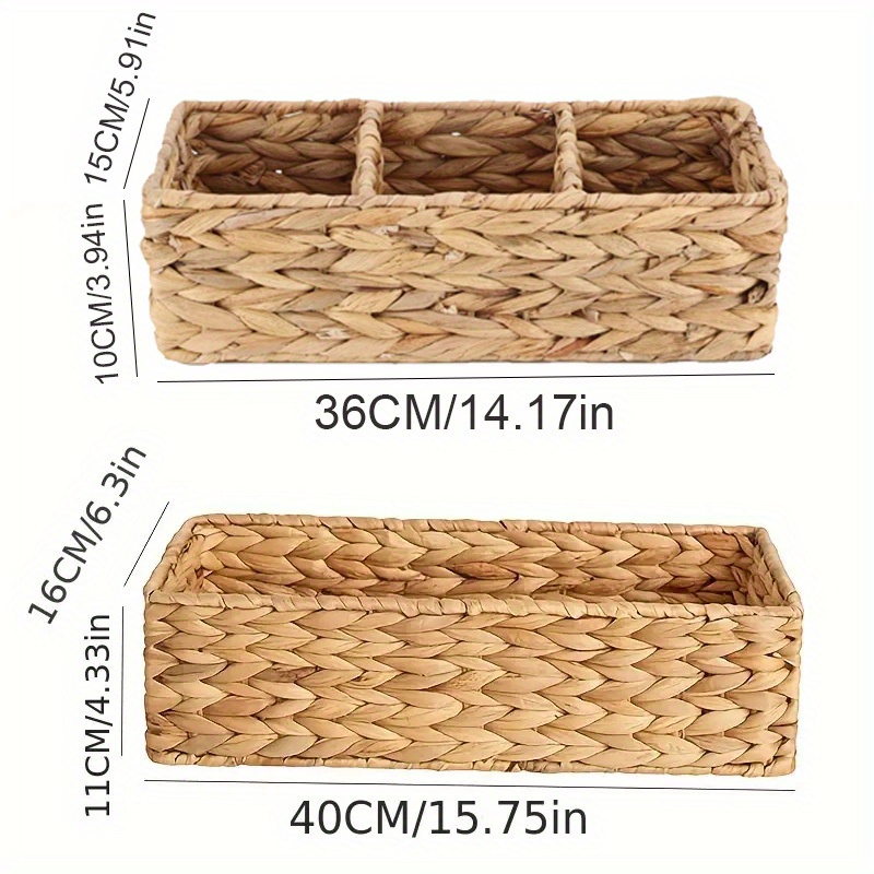 Image of 2pcs Woven Storage Basket, Bathroom Tissue Holder, Toilet Tank Paper Organizer, Decorative Crate For Home Organization And Decor, With Arts & Crafts Supplies Bin, For Home Decor