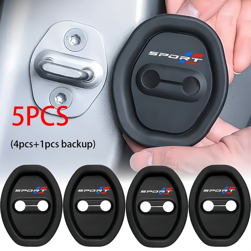 TEMU 5pcs Car Door Lock Protective Pad Set â Red And Blue Checkered Pattern, Thickened Cushioning Design, Shock-absorbing And Anti-collision,