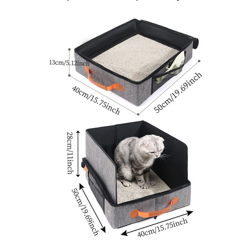 Cat Travel Cat Litter Box Portable Foldable Cat Litter Box Fabric Cat Litter Box Cat Supplies Storage Bag - Image 6