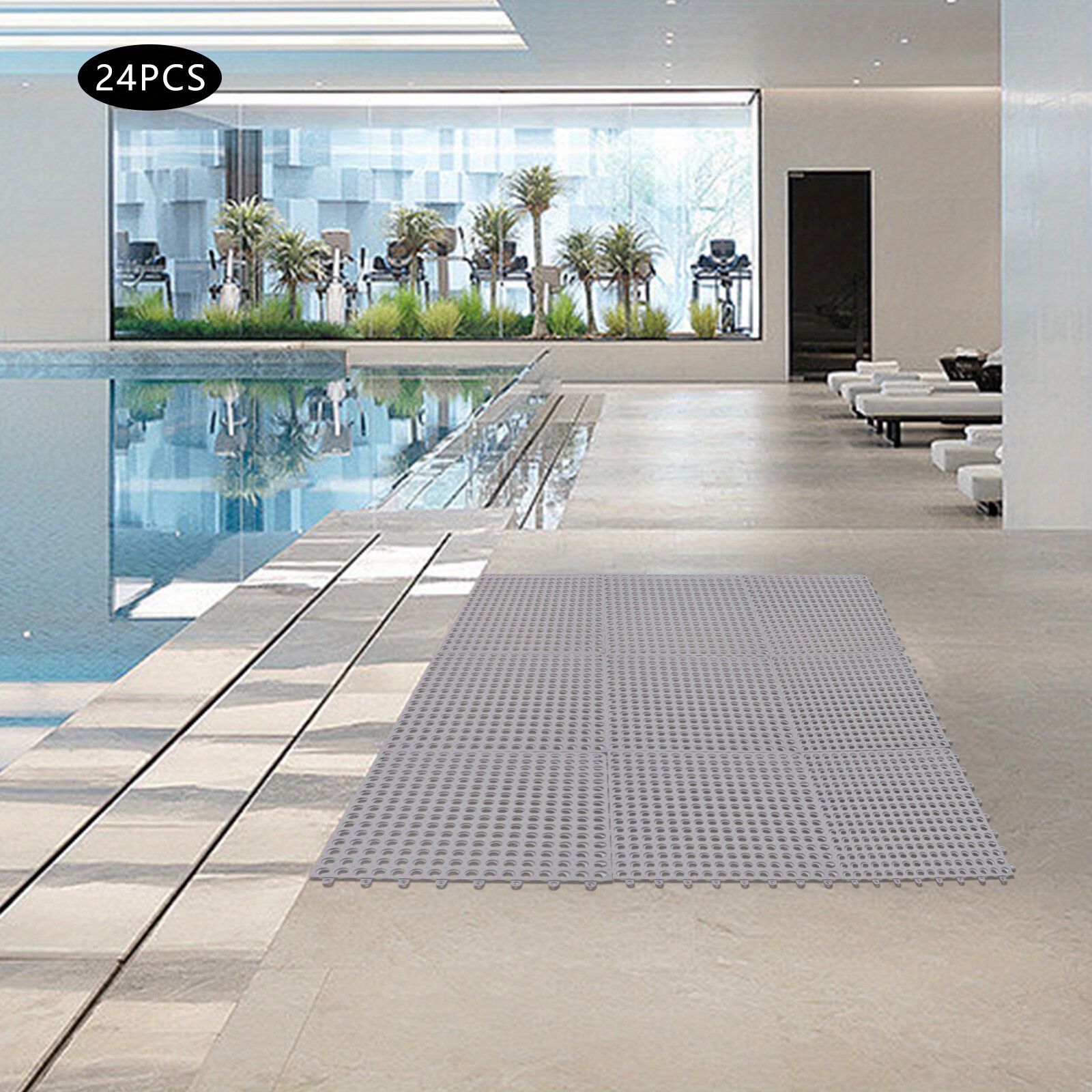 24pcs Interlocking Soft Pvc Flooring Tiles Mat, 11.8 X 11.8inch Splicing
