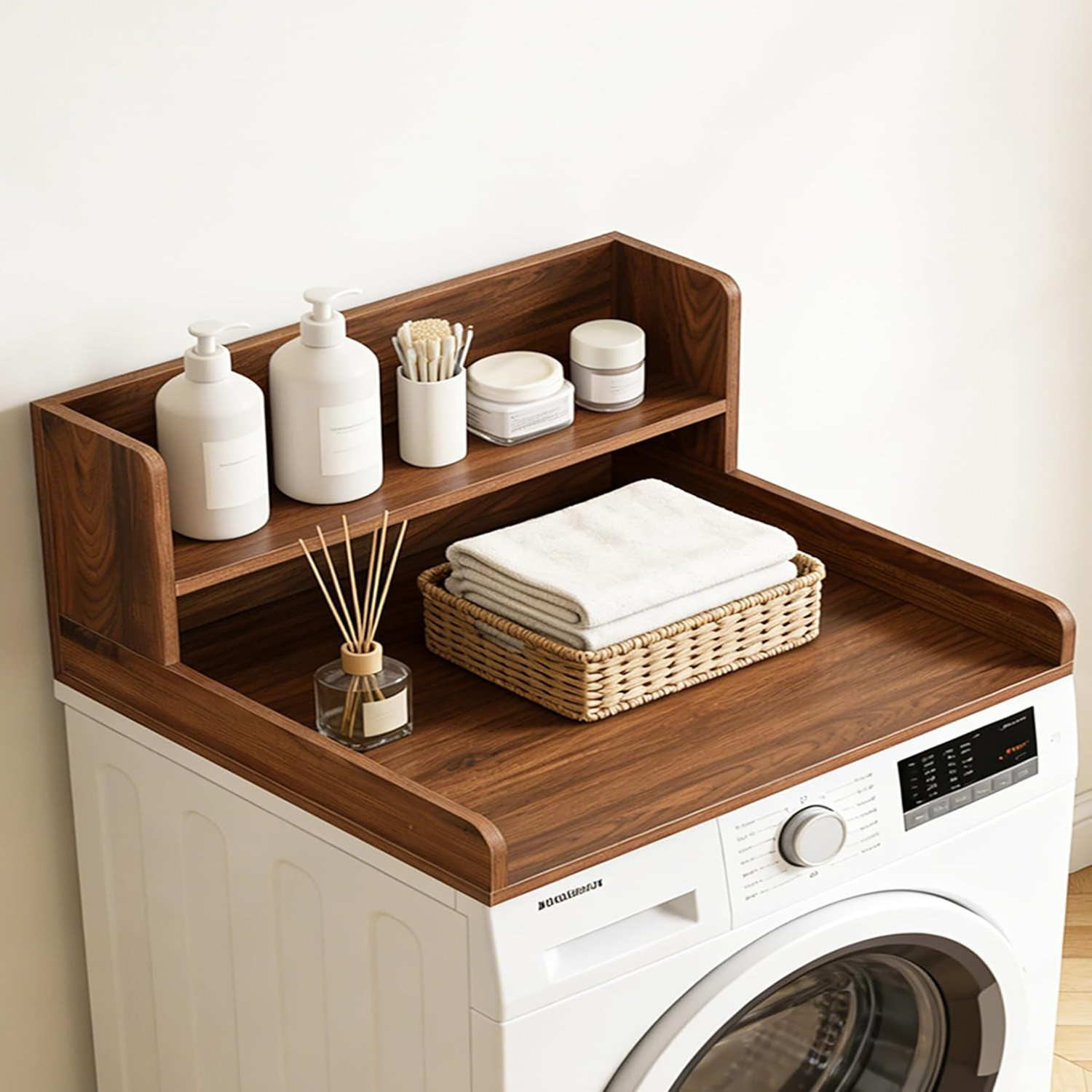 TEMU Countertop For Washing Machine And Dryer, 2-tier Washer-dryer Countertop, Wooden Laundry Countertop For Washing Machine And Dryer, Washer-dryer
