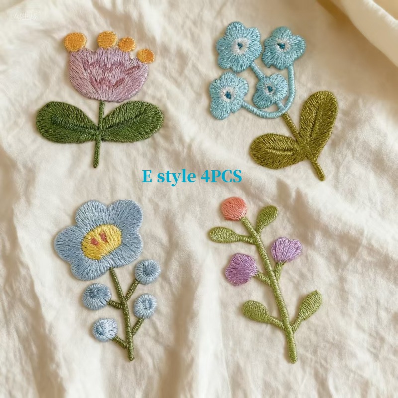 E-shop Hochwertiger Cartoon Exquisiter Lila, Kleiner Blumen Stickerei Stoffaufnäher - Moderner Einfacher Pflanzen Stickerei Dekorativer Aufnäher,