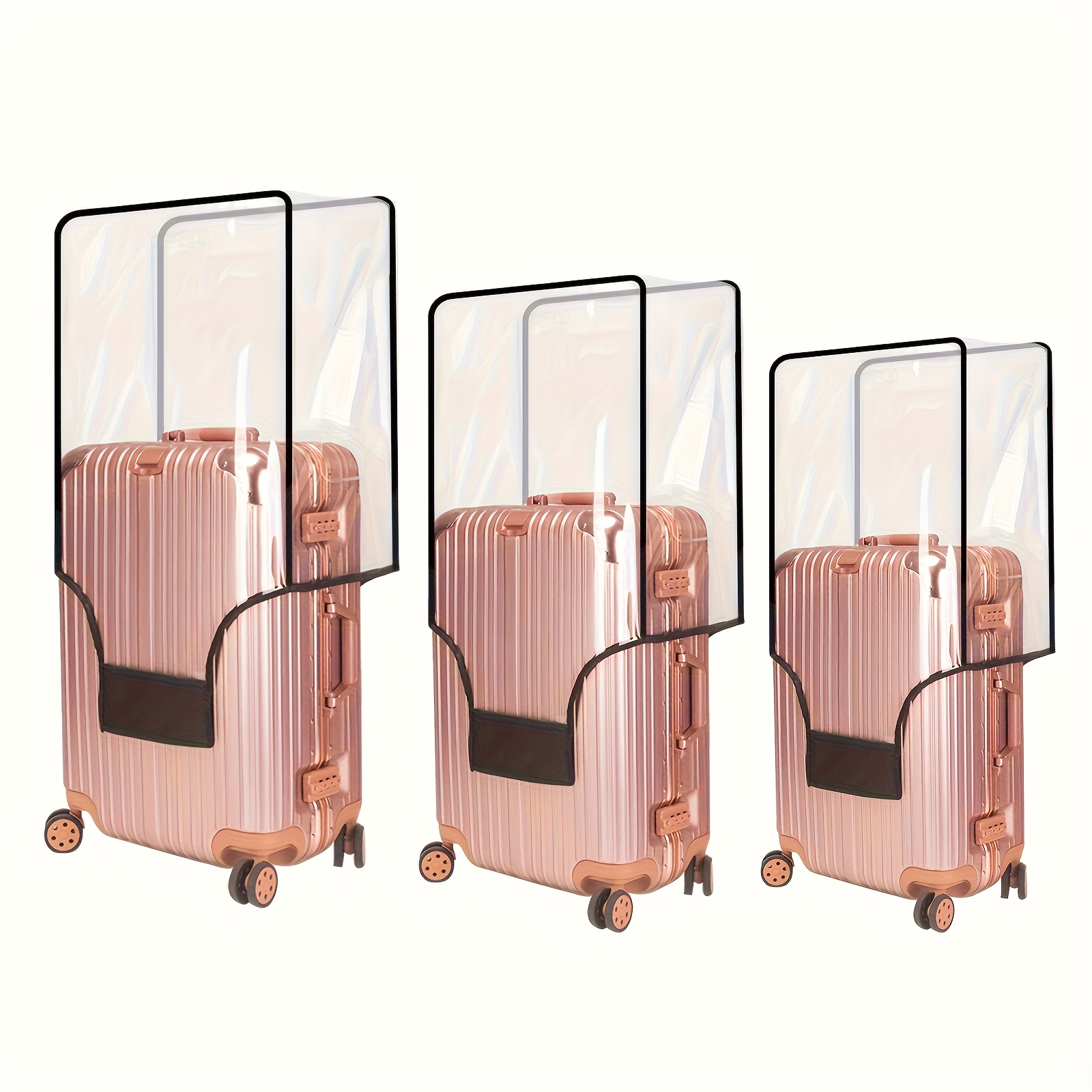 TEMU 3pcs Set Of Transparent Pvc Luggage Covers, Scratch-resistant And Durable. Suitable For 20/24/ 28inch Suitcases
