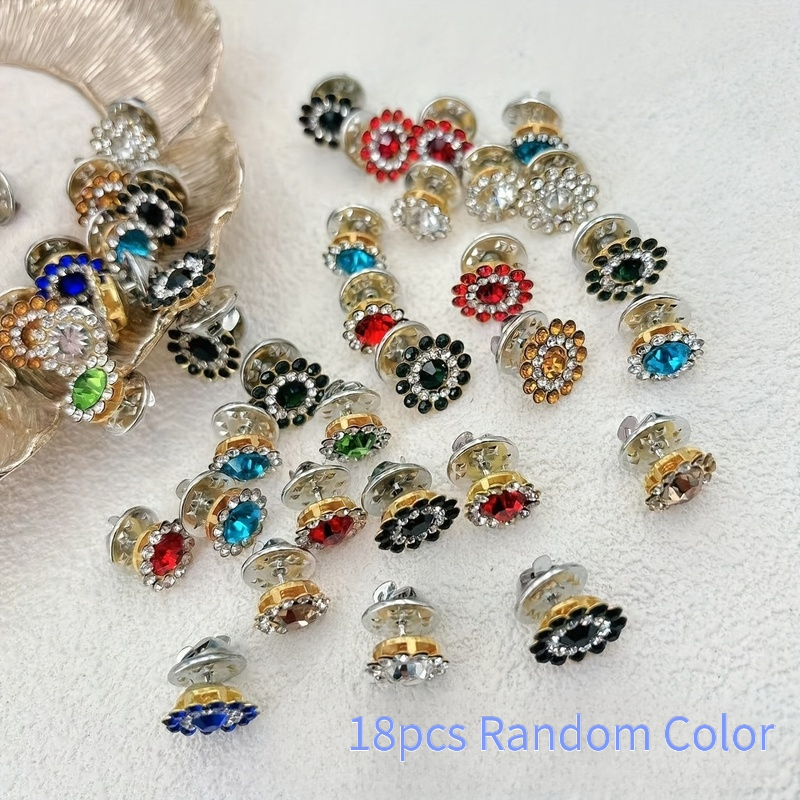 TEMU 18pcs Random Color Sunflower Shiny Hidden Mini Anti-exposure Collar Pin, Safety Pin - Men's And Women's Brooch Clip, Clothing Accessory For