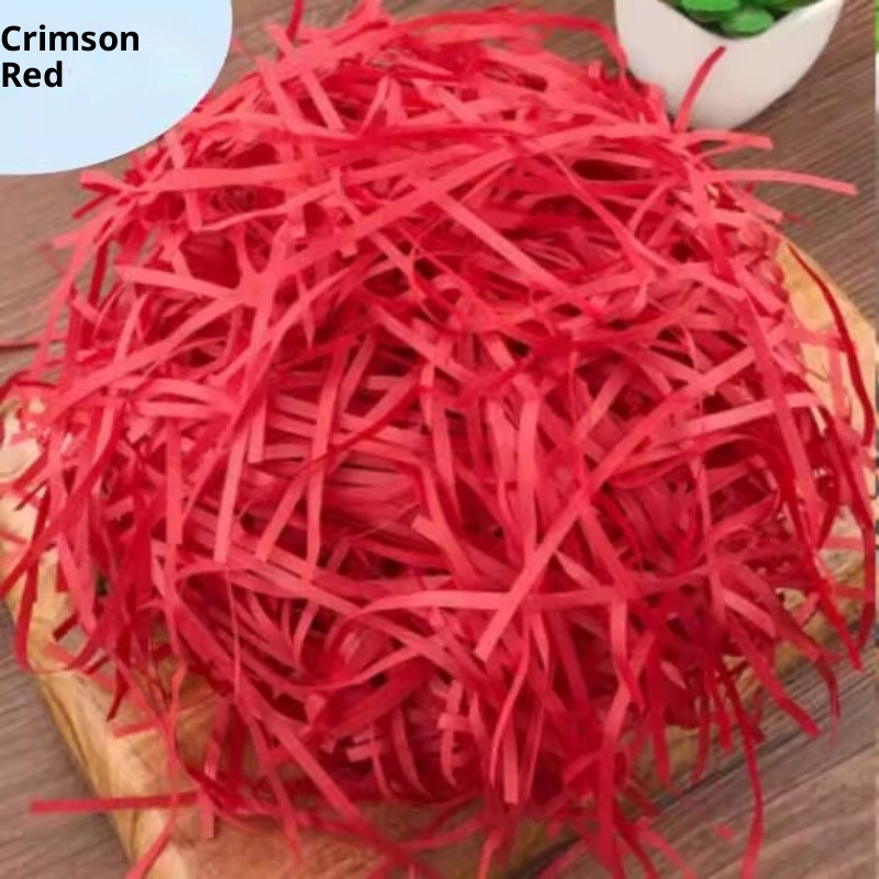 TEMU Festive Red Raffia Gift Box Filler Shredded Paper, Decorative Confetti For Gift Boxes, Wedding Favor Lining, Christmas Birthday Party Gift
