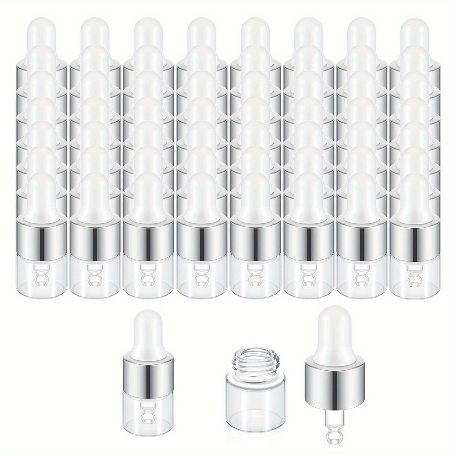 TEMU 15pcs/50pcs Transparent Mini Sample Applicator Bottles With Dropper Caps - Small Essential Oil Atomizer Bottles For Perfume, Cosmetics, -