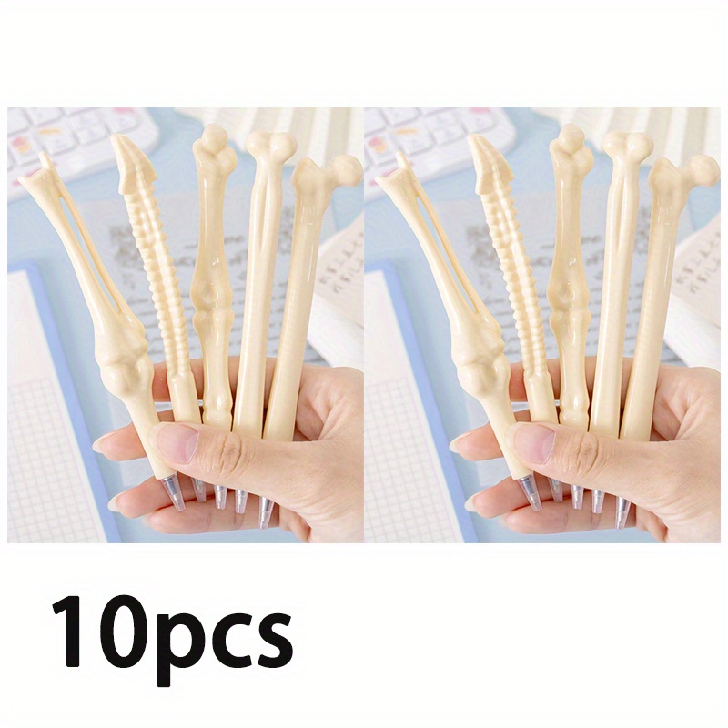 10pcs Creative Novelty Bone-shaped Ballpoint Pens, Black Ink, Ergonomic Retractable Tip - Perfect Gift For Nurses, Doctors & Office Supplies!