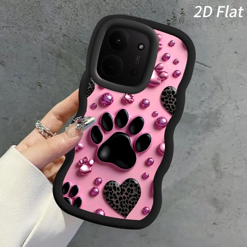 TEMU Funda para Teléfono - Funda para Teléfono 2D Plana Estilosa con Estampado de Leopardo, Patas y de Burbujas, Cubierta Protectora Delgada a Prueba