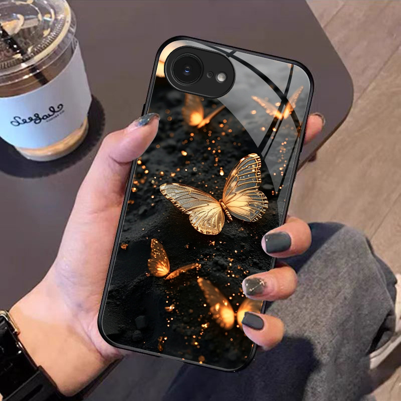 TEMU For Iphone 16e Phone Case Hard Case Tempered Glass Shockproof Cover Lifelike Prints That