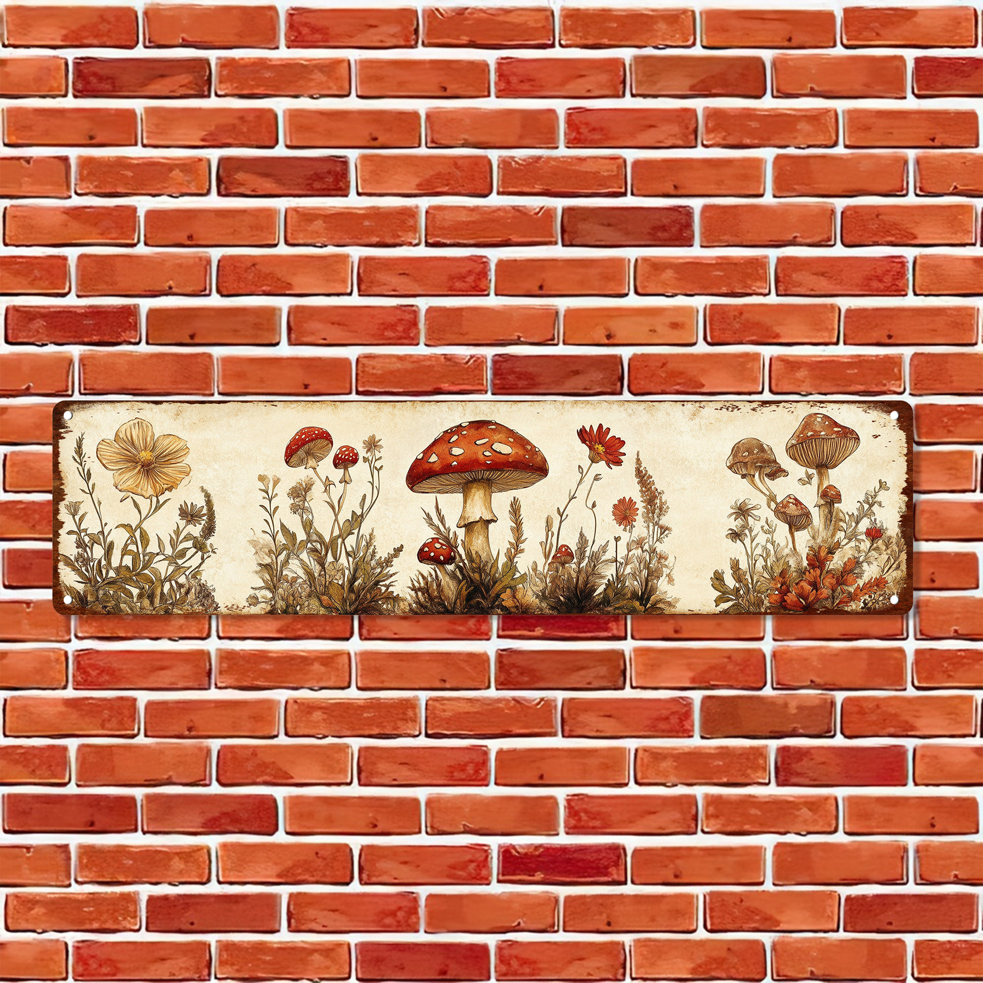 

Vintage Mushroom Metal Tin Sign - Home, Bar, Cafe & Garage Decor | Versatile For Holidays & Gifts | 4x16 Inches