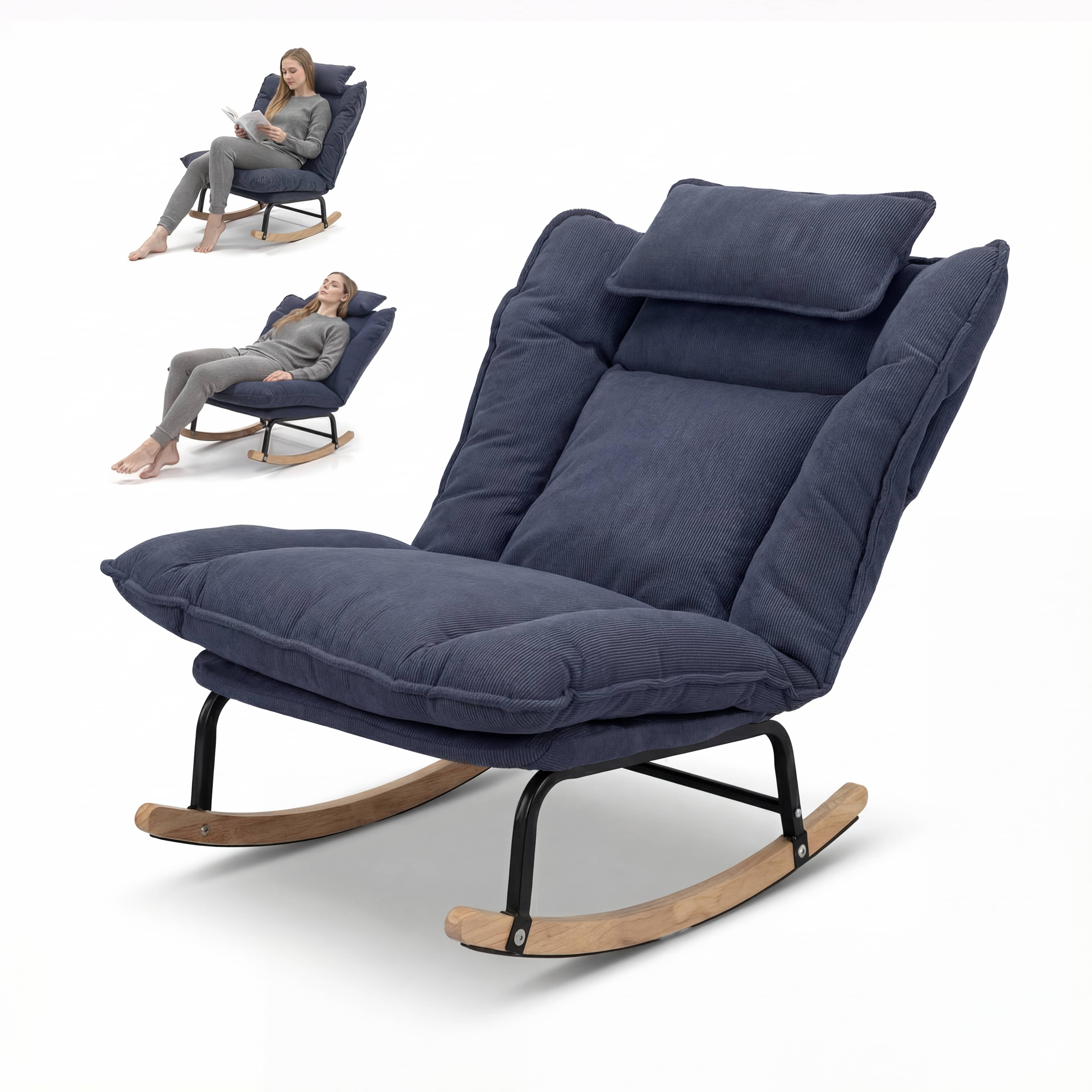 Adjustable Multifunctional Rocking Sofa Bed with Memory Foam