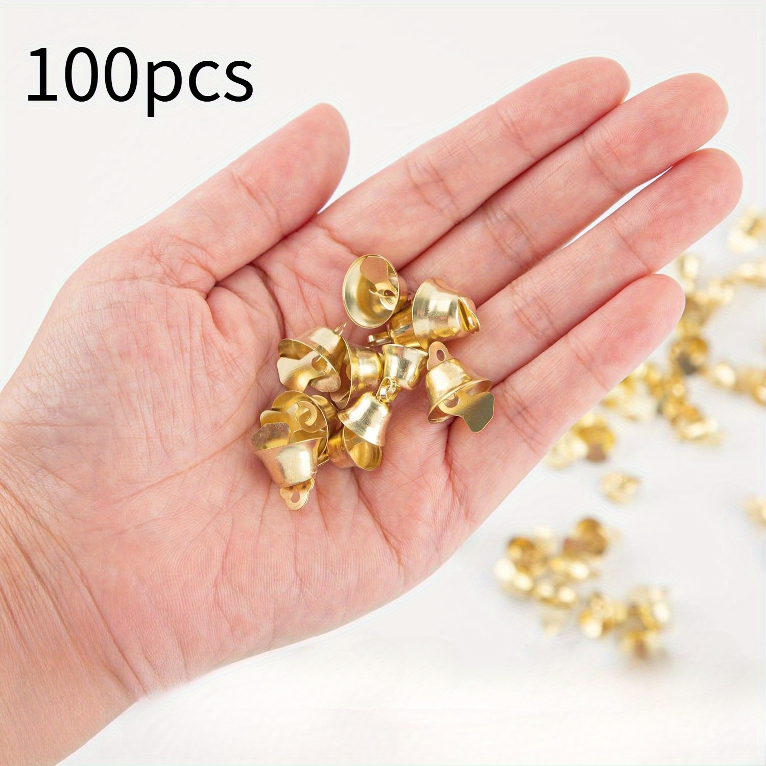 Image of 100pcs Christmas Tree Bells, Golden Jingle Bells, Rustic Craft Bells, Christmas Ornaments, Bell Charms, Doorbell Decorations