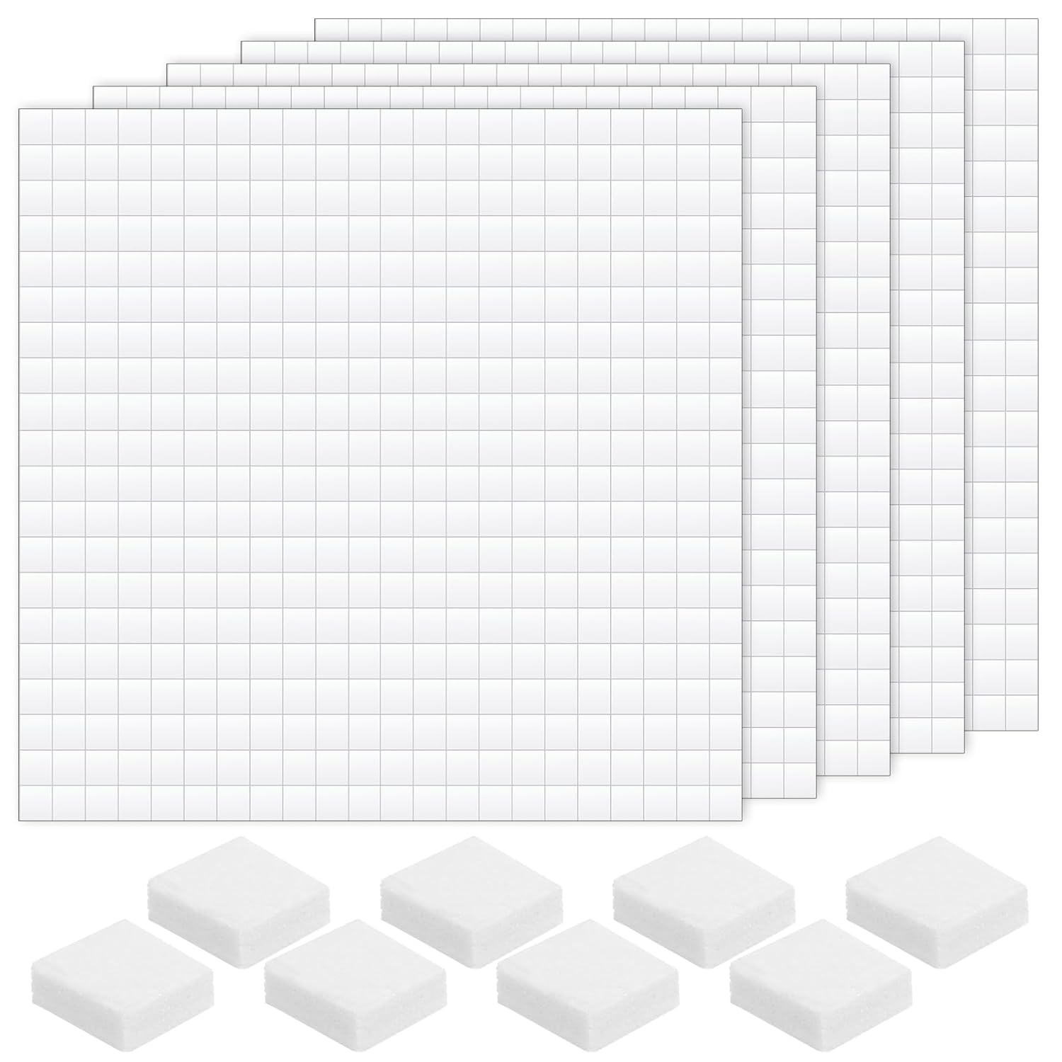 TEMU 2000pcs Ruban Adhésif Mousse Double Face, 5 Rouleaux Carrés et Points Adhésifs, Ruban de Montage Adhésif Puissant pour Artisanat, Scrapbooking,
