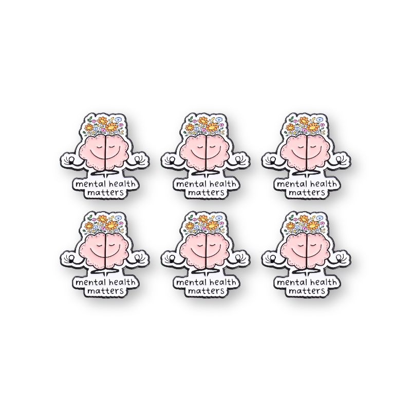 TEMU 6pcs Mental Health Badges - Cute Calming Pins Suitable For Clothing, Backpacks, Hats - Gifts For,, Therapists - Commemorative Mental Health