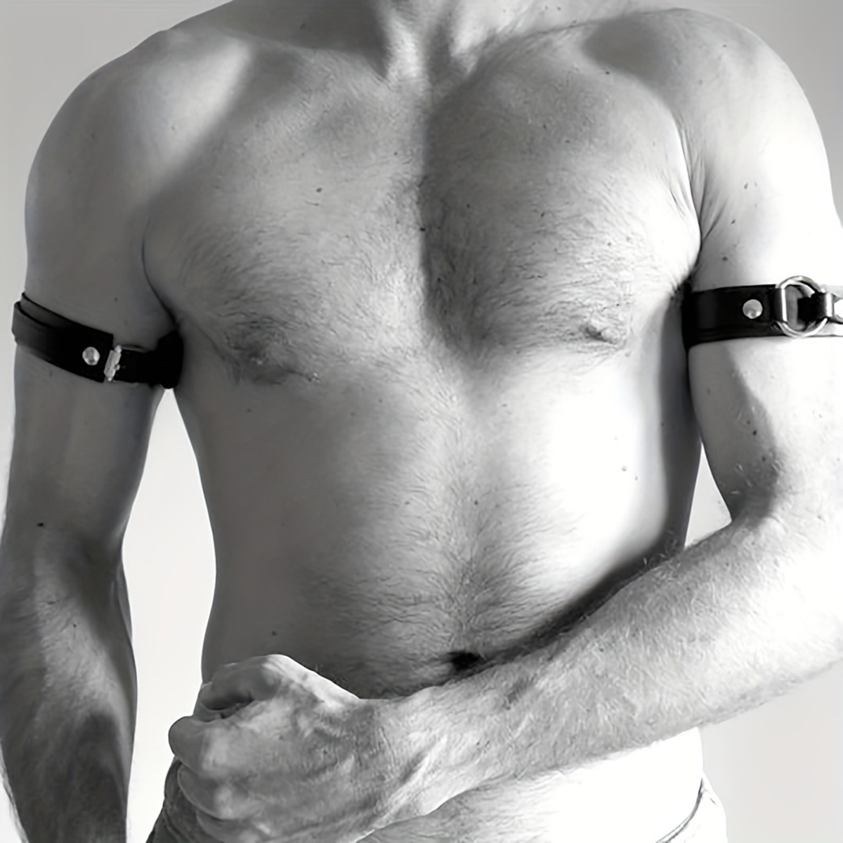 Image of Genuine Pu Upper Arm Band - Bicep Accessory For Men - Adjustable Closure - Black Pu - Perfect For Costumes And Fashion , Without Battery