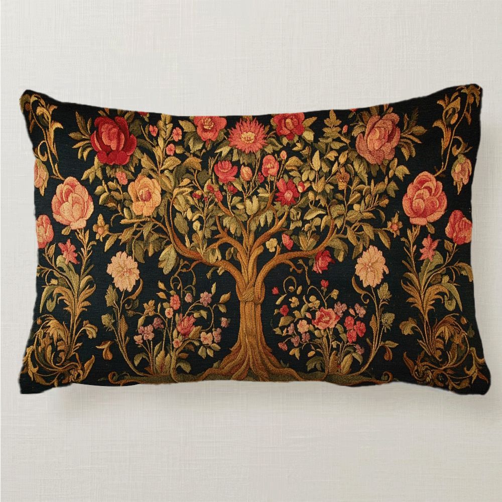 tree of life decorative pillow cover 20x12 soft velvet zip closure machine washable   living room bedroom sofa outdoor spaces details 9