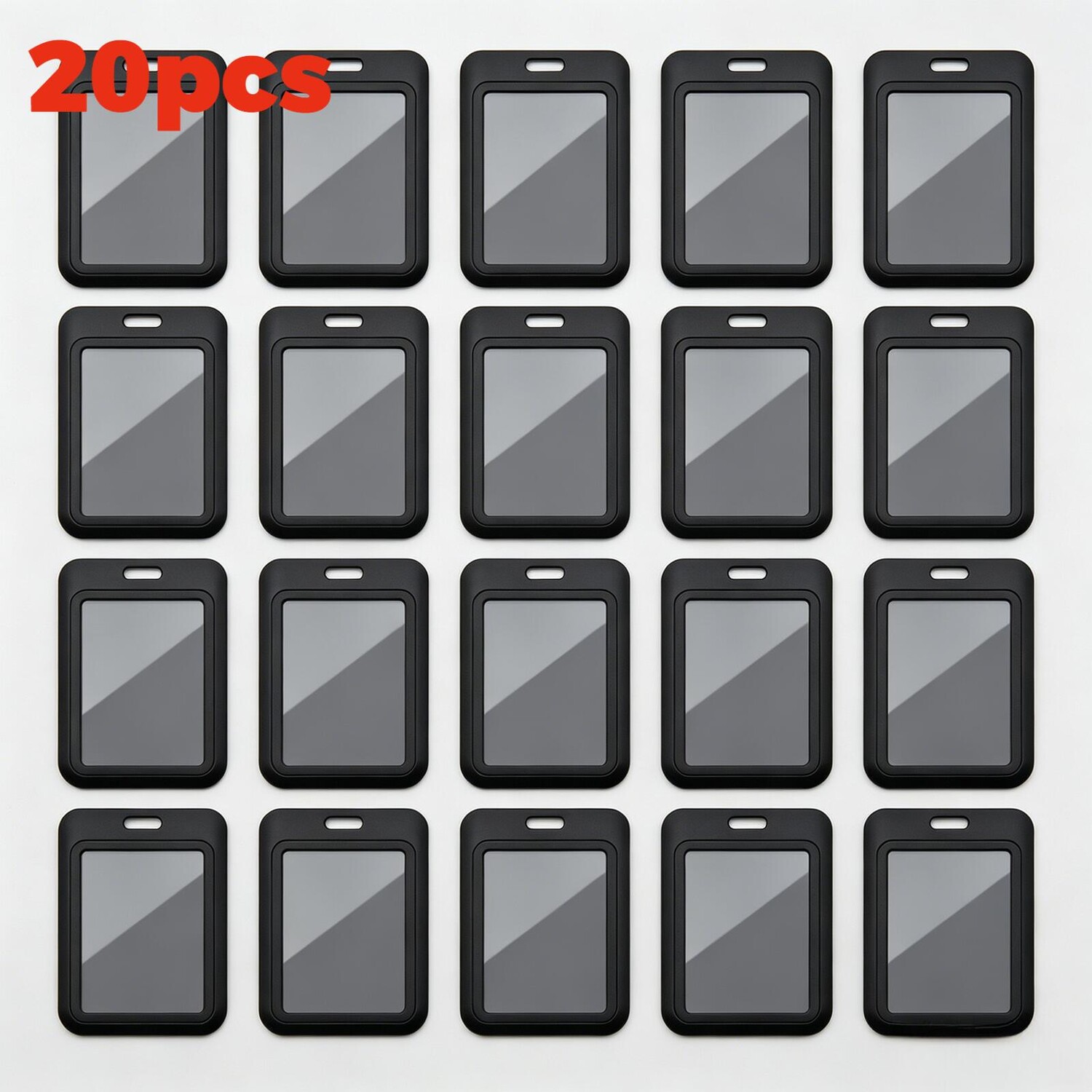 TEMU 2d 20 Pack Vertical Sliding Hard Black Id Card Holders, Rigid Plastic Id Badge Card Sleeves, Protective Id Card Case For Employee Badges, School