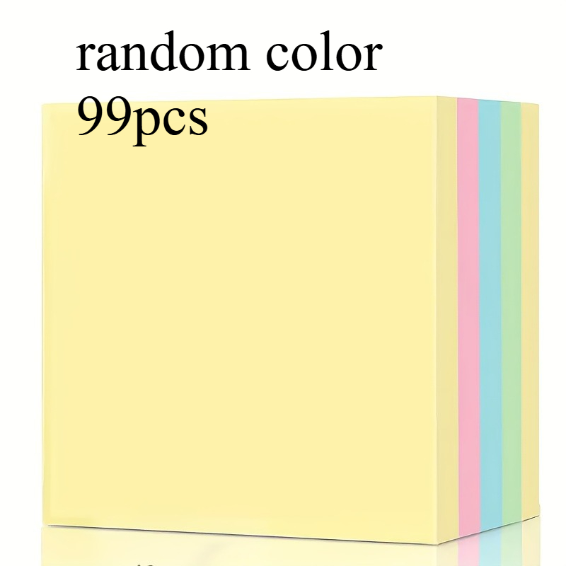 TEMU Een pakje van 99 plaknotities in willekeurige kleuren, 7,62 x 7,62 cm / 7,6 x 7,6 inch, met sterke hechting, gemakkelijk te versturen, geschikt