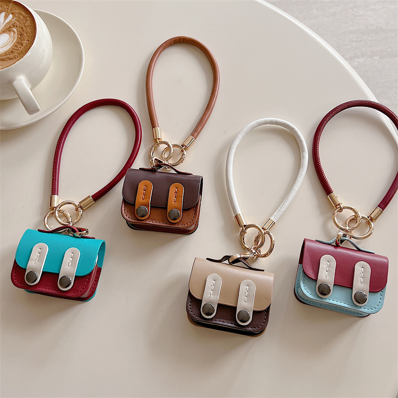 Korean Color-Blocking Backpack Is Suitable for Airpods Pro2/3 Protective Case with Lanyard Suitable for Earphone Shell Second And Third Generation Niche for Airpods 4 Protective Case