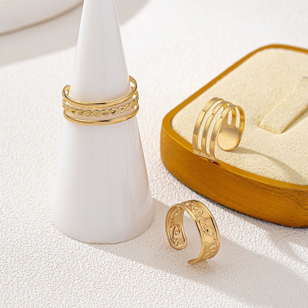 3pcs Set of Metal Geometric Line Toe Rings for Women