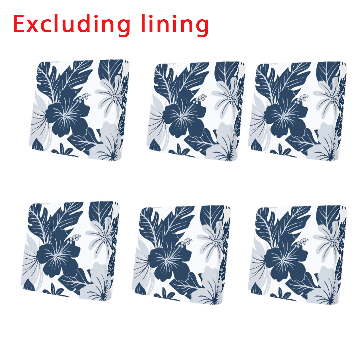 TEMU Housse de coussin élastique pour canapé d'extérieur - Fond blanc frais plat 2D avec motif de fleurs d'hibiscus bleues, Housse de remplacement