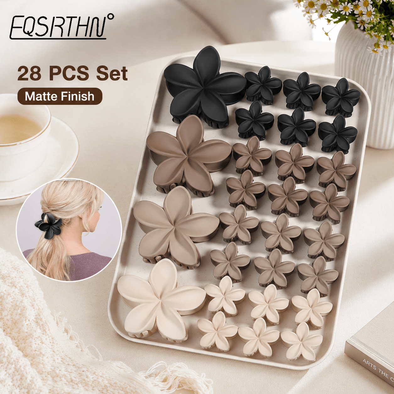 28pcs Elegant Flower Hair Claw Clips Set