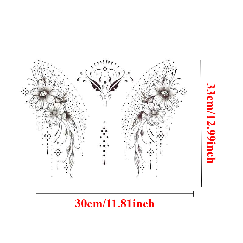 Image of Cool And Stylish Waterproof Tattoos Featuring Mysterious And Floral Designs For Men And Women, Suitable For The Abdomen And Lower Back