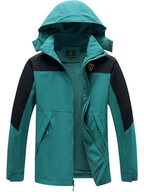 mens lightweight waterproof hooded rain jacket outdoor raincoat for hiking travel