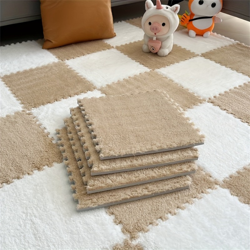 6pcs 12pcs interlocking floor tiles suitable for bedside room non slip thick cushioned bed mat snap   installation soft durable suitable for bedroom tiles