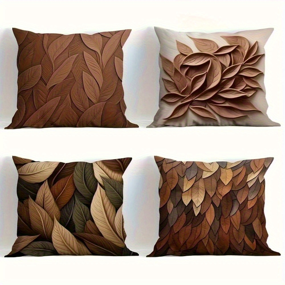 4pcs 2d flat   sided print non embroidered leaf texture pillowcase machine washable suitable for daily e valentines day mothers day   halloween thanksgiving christmas holiday decoration Product details 0