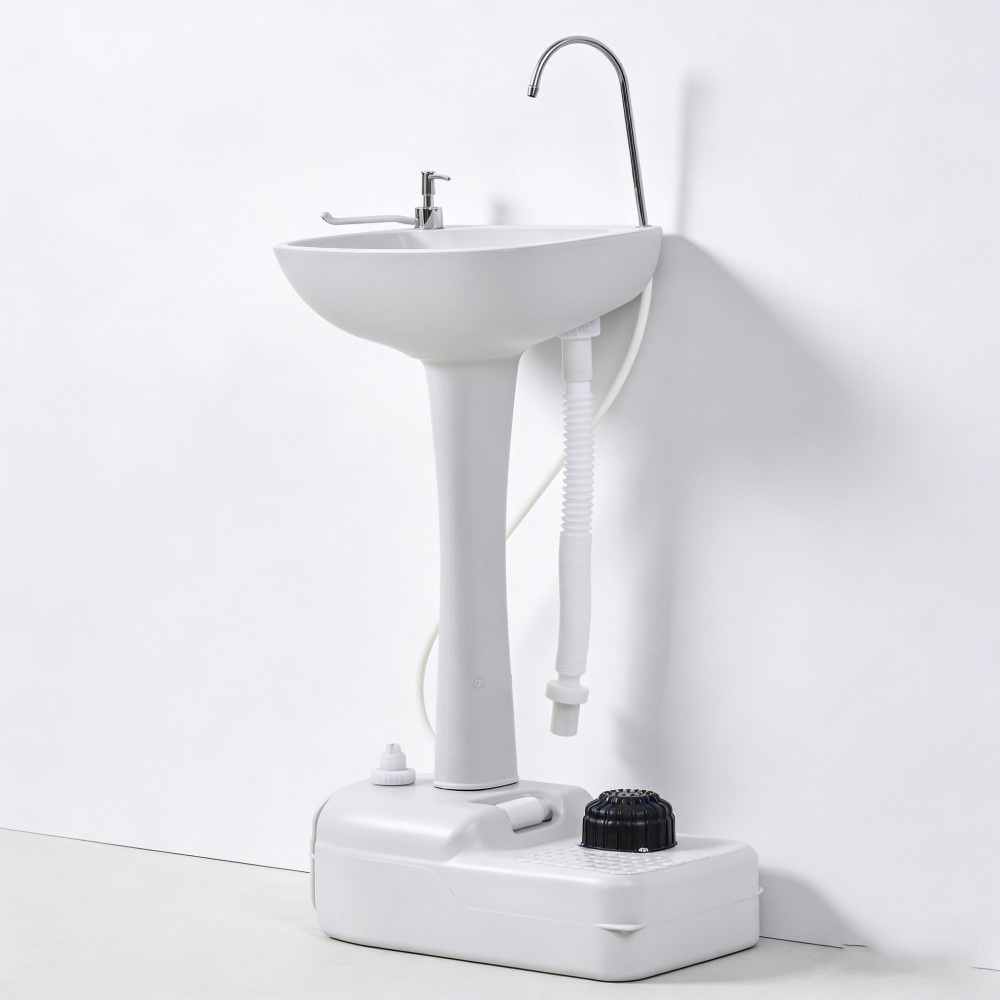White Rolling Hand Wash Sink, Portable Mobile Basin With Casters For , 51x33.5x103cm