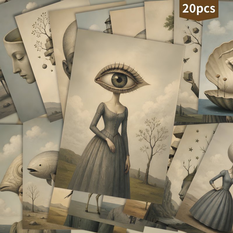 TEMU 20pcs Vintage Art Postcard Set Aesthetic Retro Decorative For Wall Collage Junk Journal Greeting Mailing Room Decor
