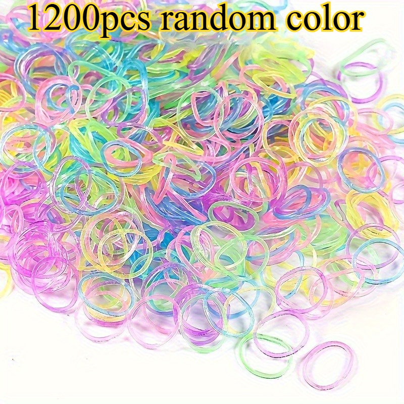 E-shop 1200-teiliges Set handgewebter leuchtender Gummibänder in zufälligen Farben – fluoreszierendes Bastelset mit farbigen Perlen Zubehör, geeignet