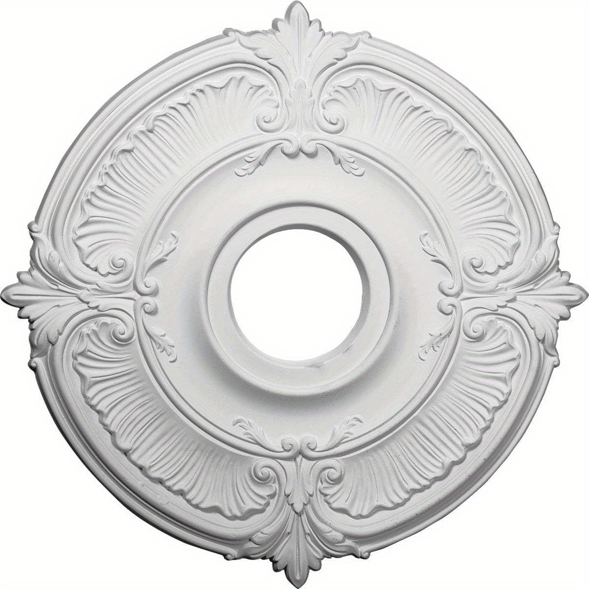 1 Large White Ornate Ceiling Medallion, 16.4 Inch, Pu Material, For Chandeliers, Ceiling Fans, Light Fixtures And Background Wall Decoration - Classic Decorative Additions, Lightweight