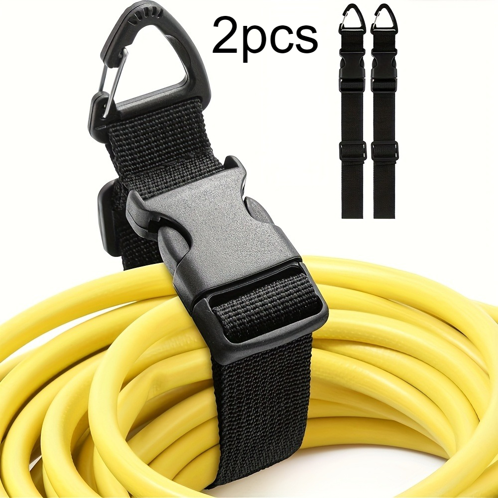 TEMU 2pcs Adjustable Garden Hose Straps, Heavy-duty Extension Cord Organizers, Hanging Storage Straps For Garage And Workshop, Reusable Cable
