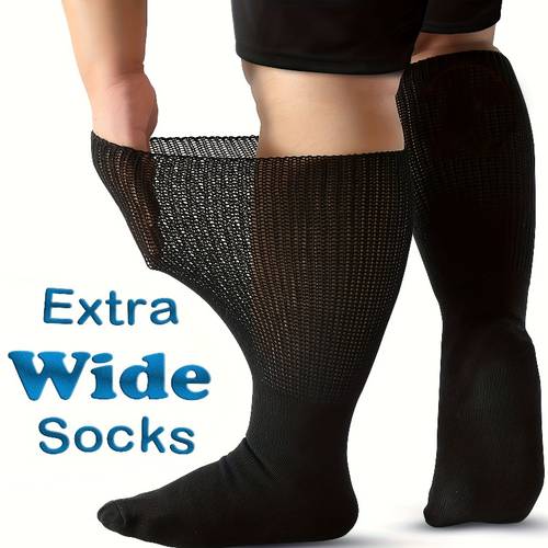 3 pairs of socks suitable for mens and womens stretchable up to 30 inches plus size socks seamless non restrictive socks loose top for neuropathy for seniors fits most