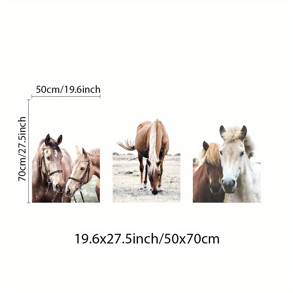 TEMU 3pcs Horse Wall Art, Wall Decor, Natural Canvas Prints, Peace Home Decor, Animal Artwork Wall Posters Wall Decorations, Room Decor Wall Hanging