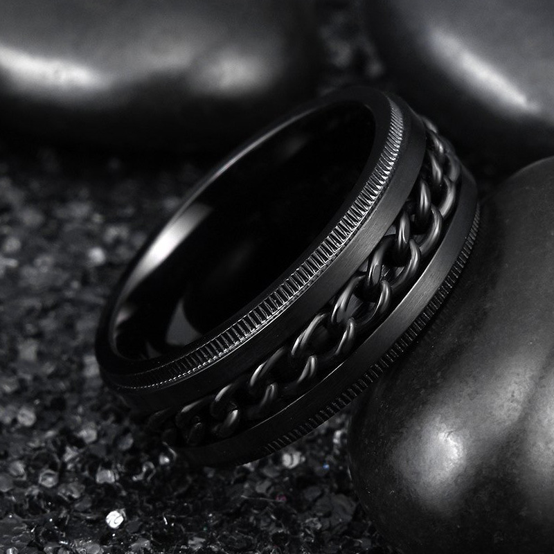 6pcs fashionable simple creative and rotatable stainless steel ring sets novelty stress relieving rock style street   casual party and banquet accessories the   for festival gifts Product details 5