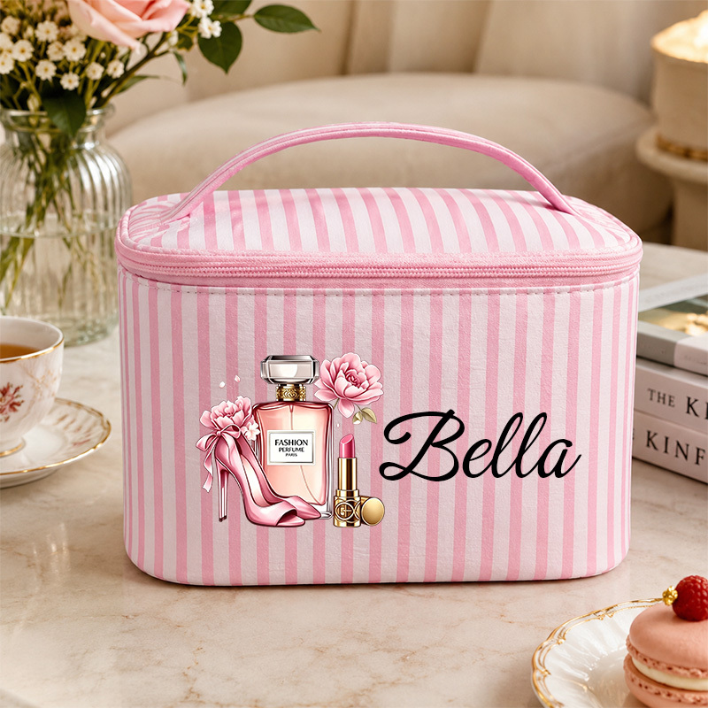 TEMU Pochette de Rangement Cosmétique Personnalisée à Imprimé Roses et Talons Hauts Parfum , Style à Fermeture Éclair Expédié Aléatoirement, Sac de