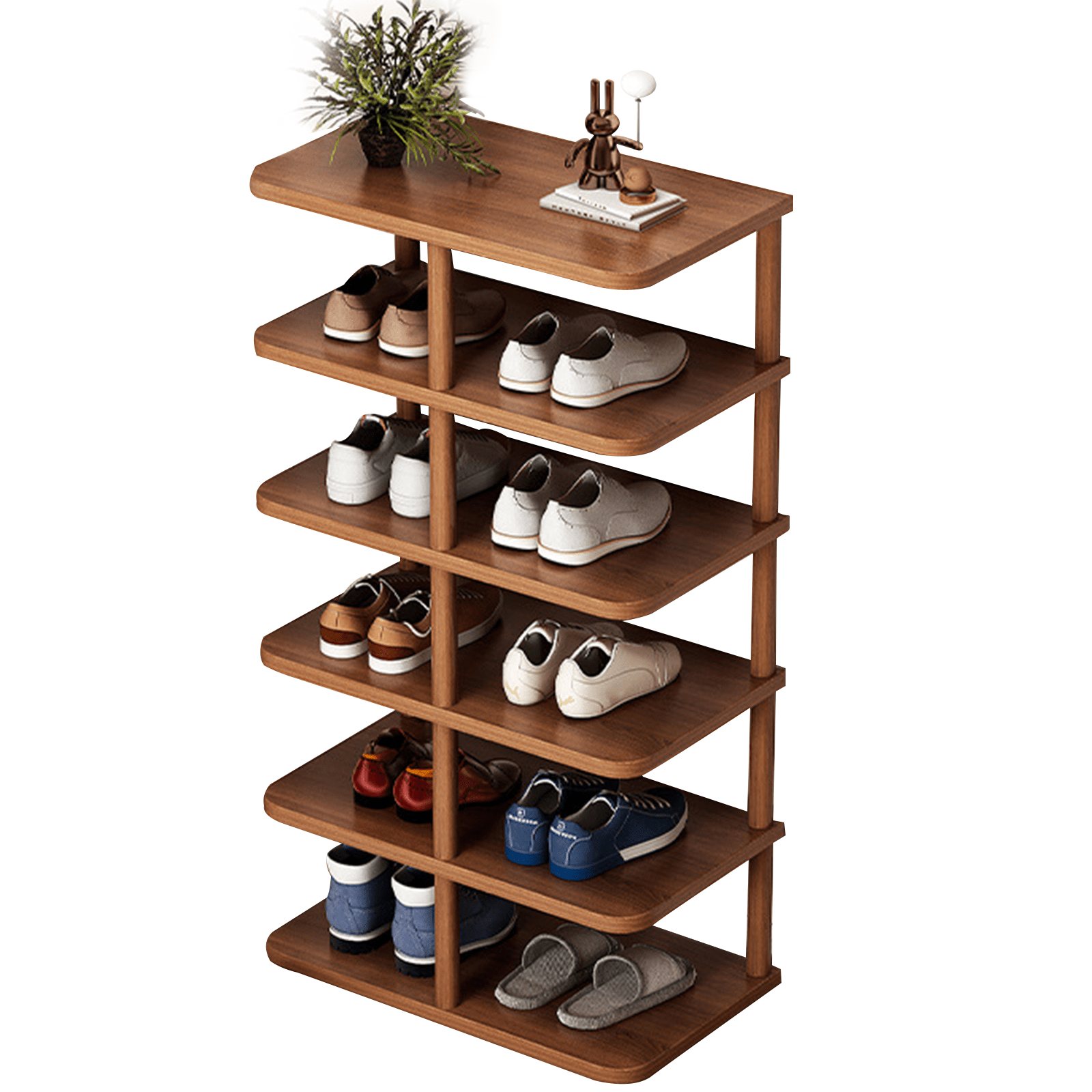 TEMU 6- Tier Entryway Shoe Shelf, Space- Saving Shoe Storage Organizer, Shoe Rack Holder For 12 Pairs Of Shoes