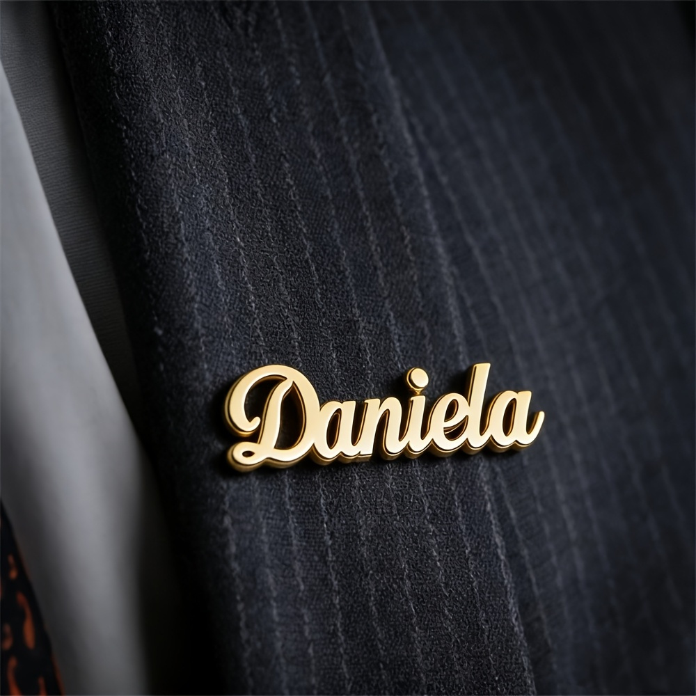 TEMU 1pc Custom Stainless Steel Personalized Easy Name Brooch, Exquisite Easy Personalized Fashion, Perfect Gift For To Birthdays And Holidays, Daily