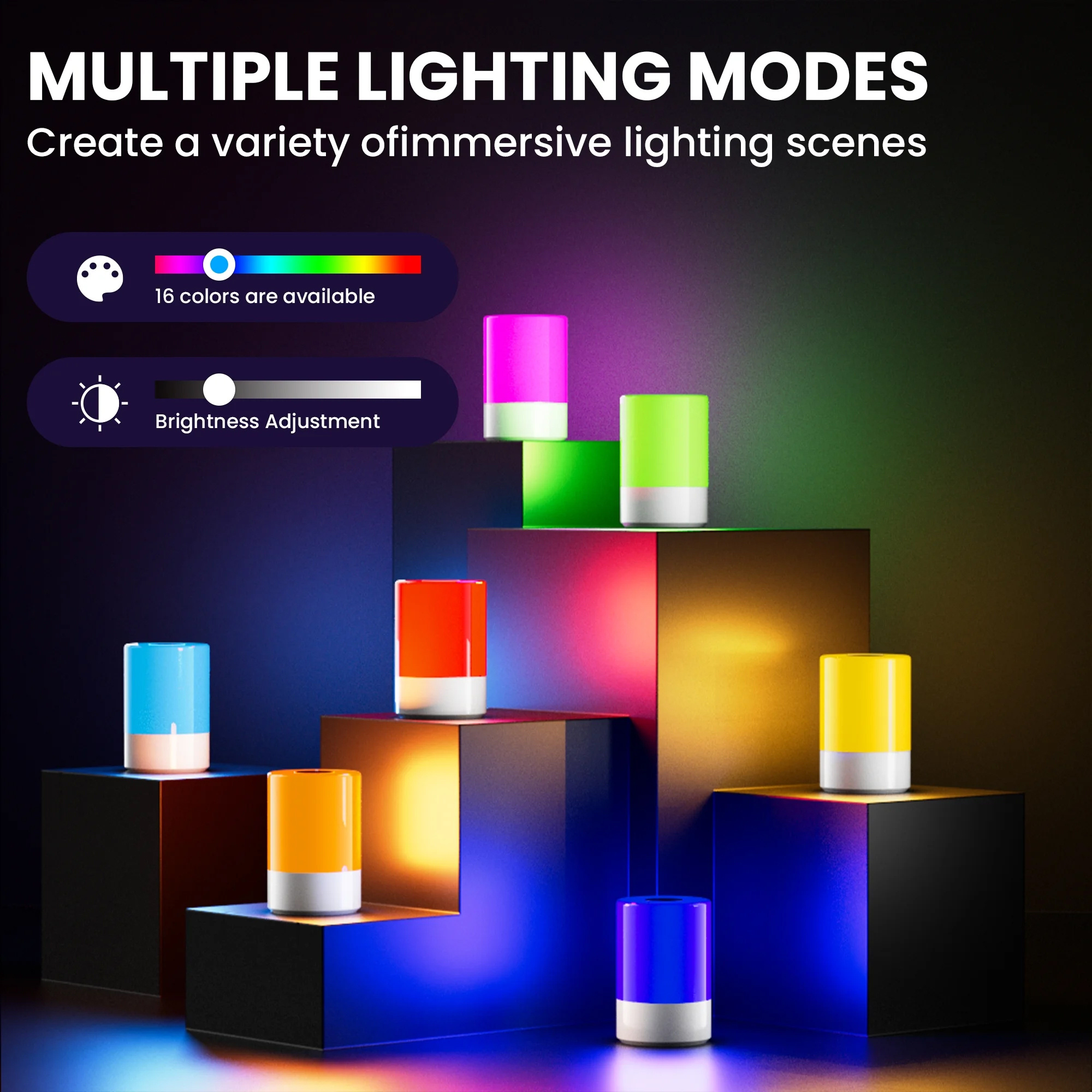 TEMU 1pc Rgb Remote Control Touch Night Light Color Changing Atmosphere Lamp For Apartment Bedside Living Room Office Single Portable Led Table Lamp
