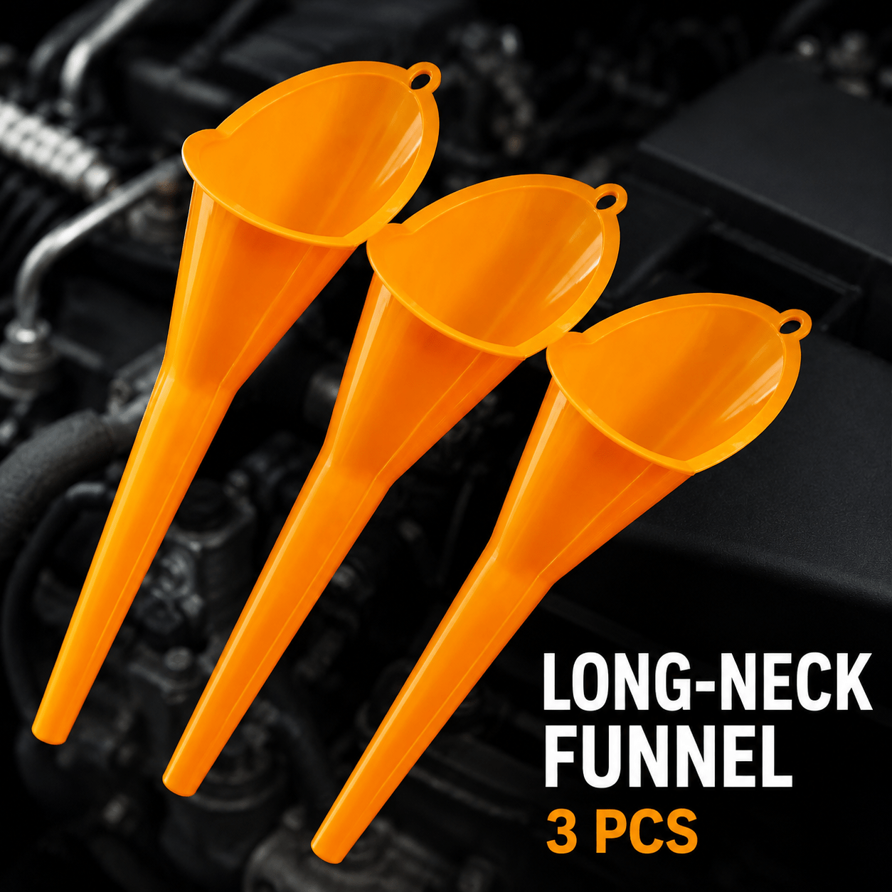 TEMU 3pcs Entonnoirs automobiles à long col, outils de remplissage d'huile en plastique anti-éclaboussures pour voitures, motos, camions et entretien