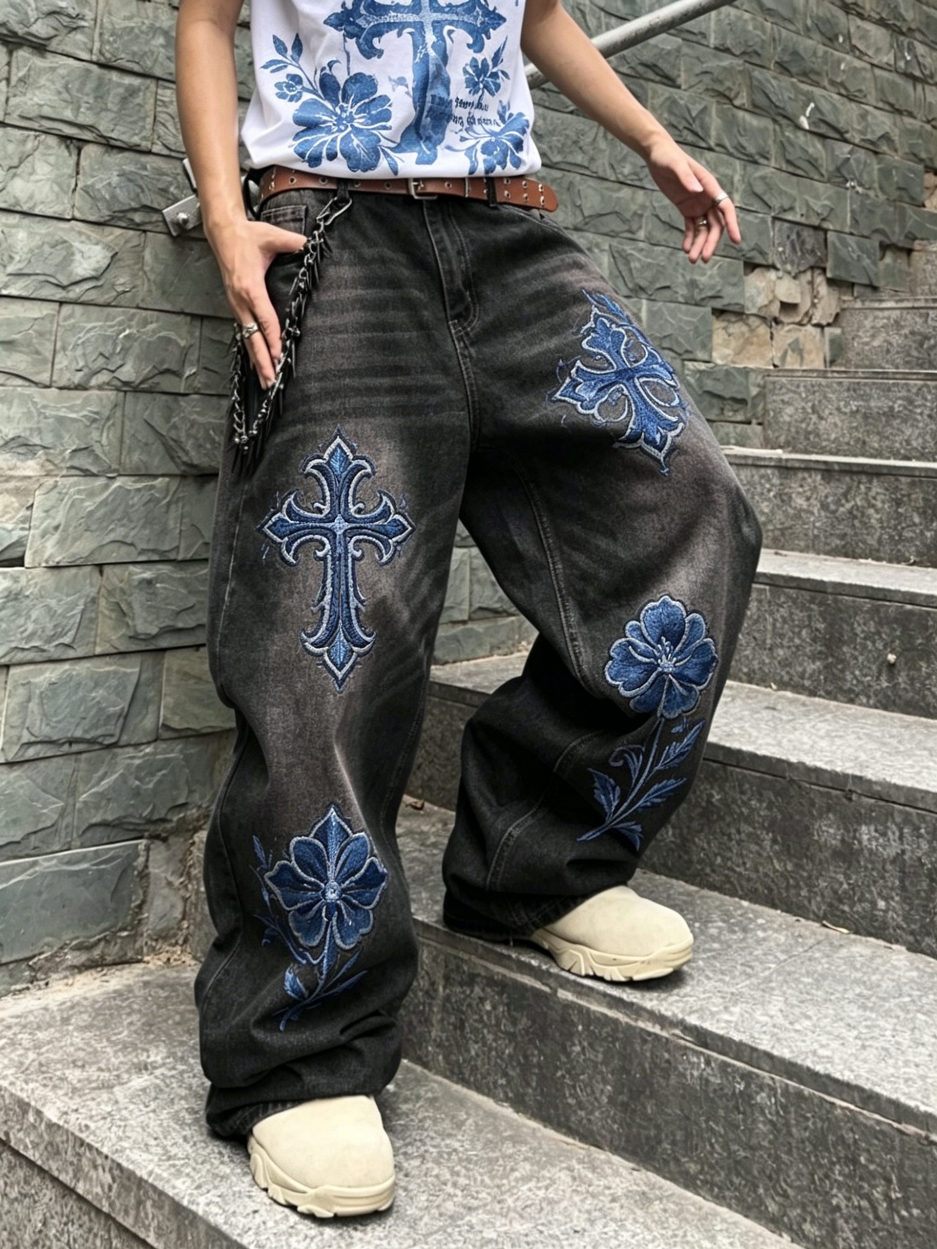 black baggy jeans for men sold on Temu United States
