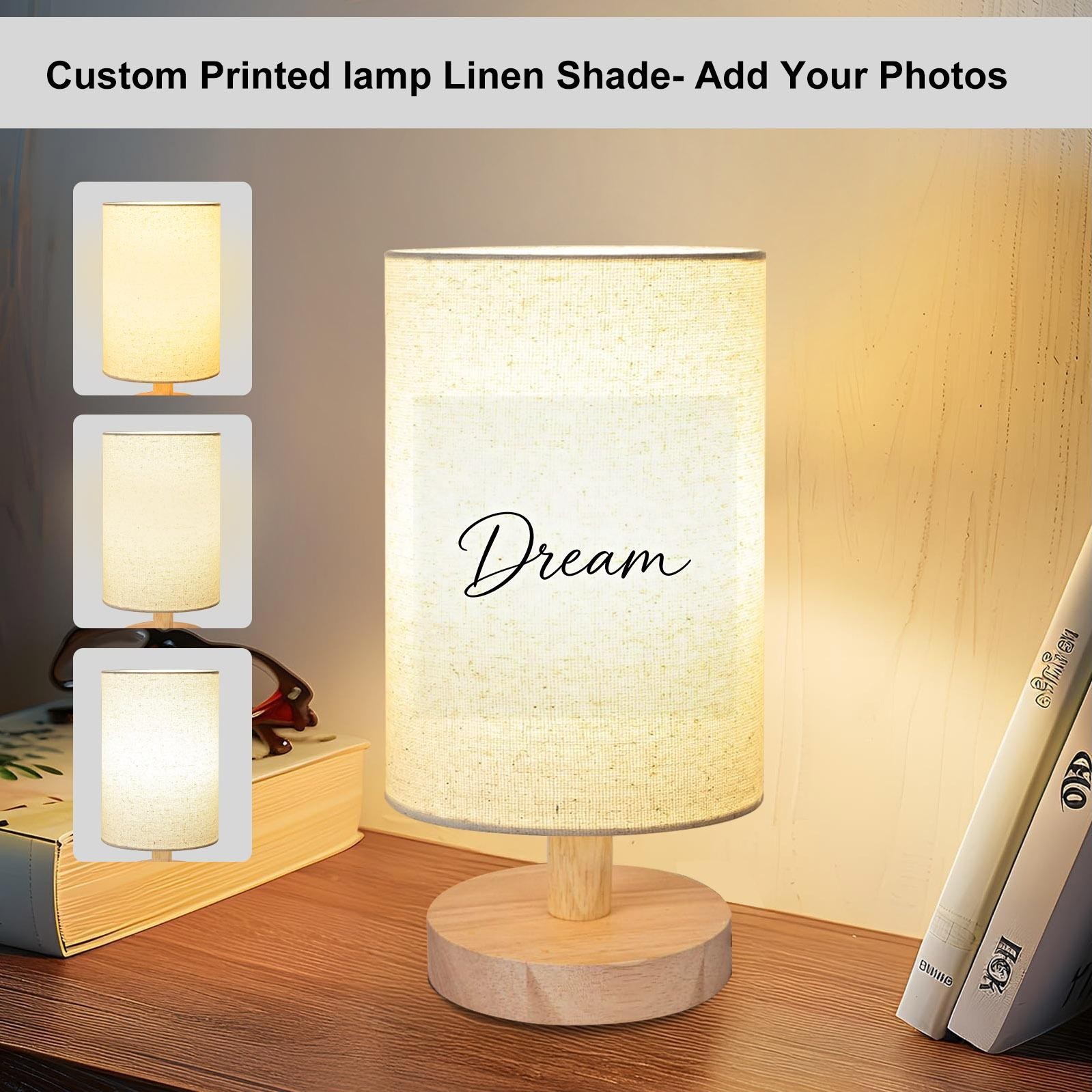 Minimalist Cursive "Dream" Print Table Lamp, Neutral Tone