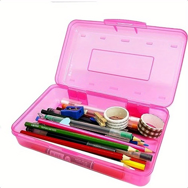 Clear Double Deck Pencil Case With 6 Compartments - 8.3 Inch Plastic School Supply Organizer