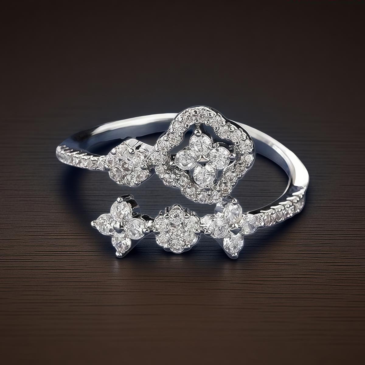 TEMU 1pc Of Fashionable And Light Luxury Copper Alloy Inlaid With Cubic Zirconia Exquisite Open Ring, Elegant Jewelry, Suitable
