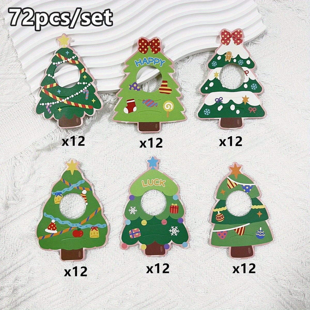 TEMU 72pcs Christmas Lollipop Decorations Paper Cards - Diy Christmas Gifts, Festive Tree Ornaments For Christmas Eve, Winter Festival Party