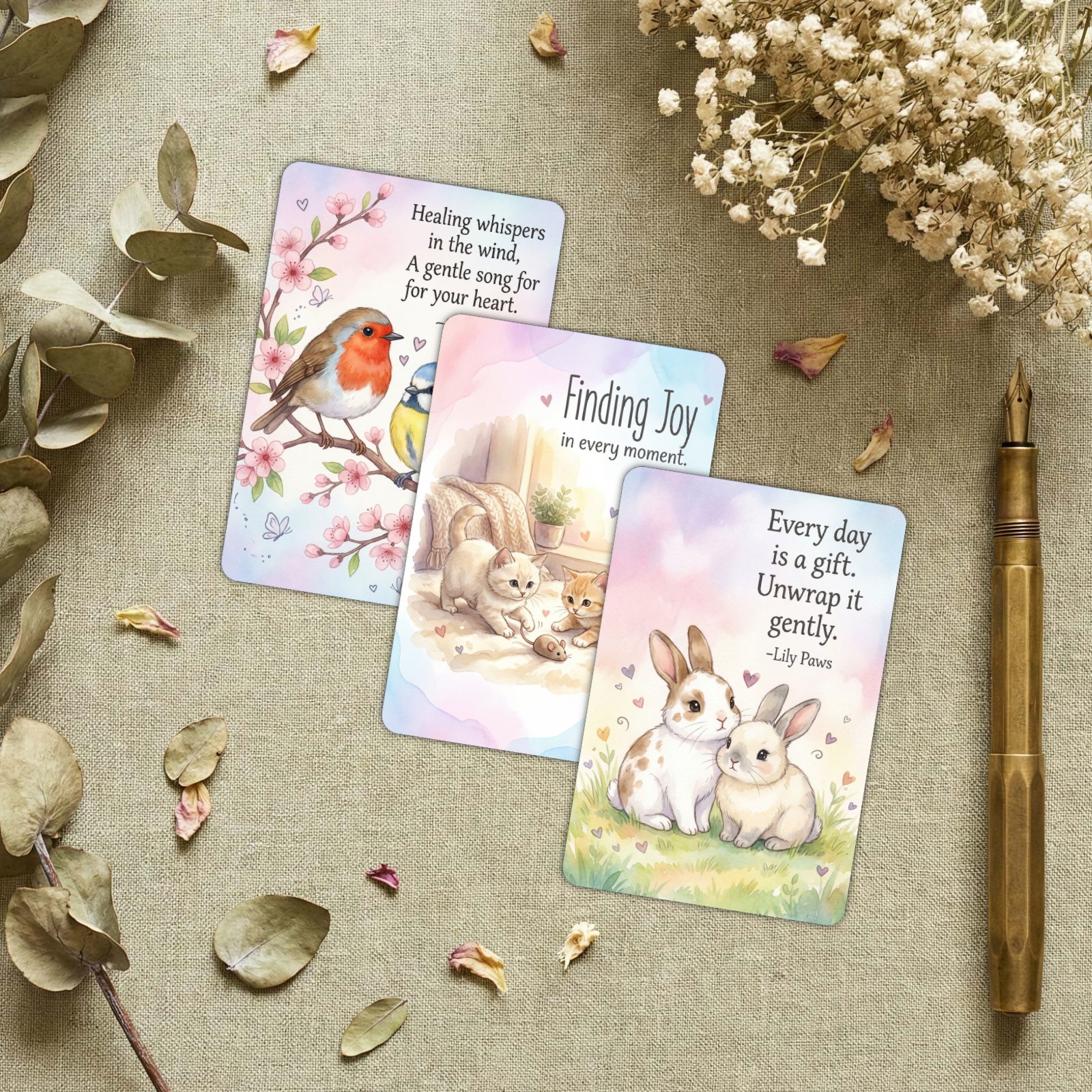 TEMU 18pcs Warm And Quote Cards, Illustrations, Positive Psychological Support, , Daily Warm Messages, Spiritual Tools